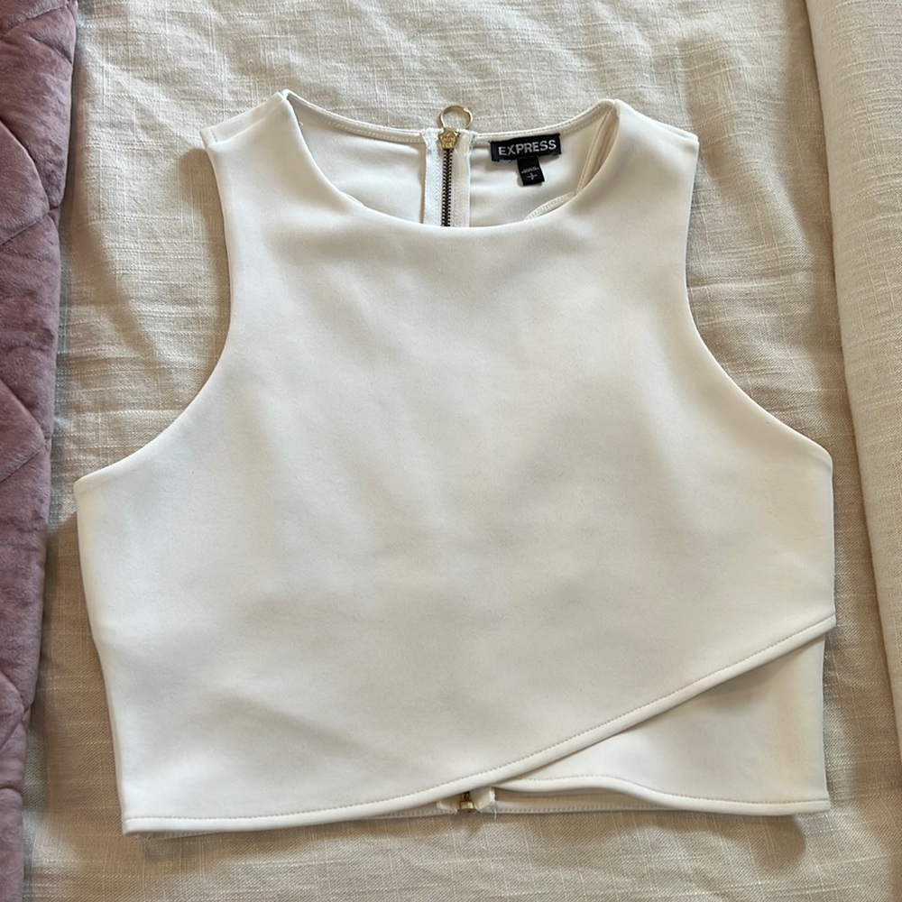 Express cropped asymmetrical top with back detail